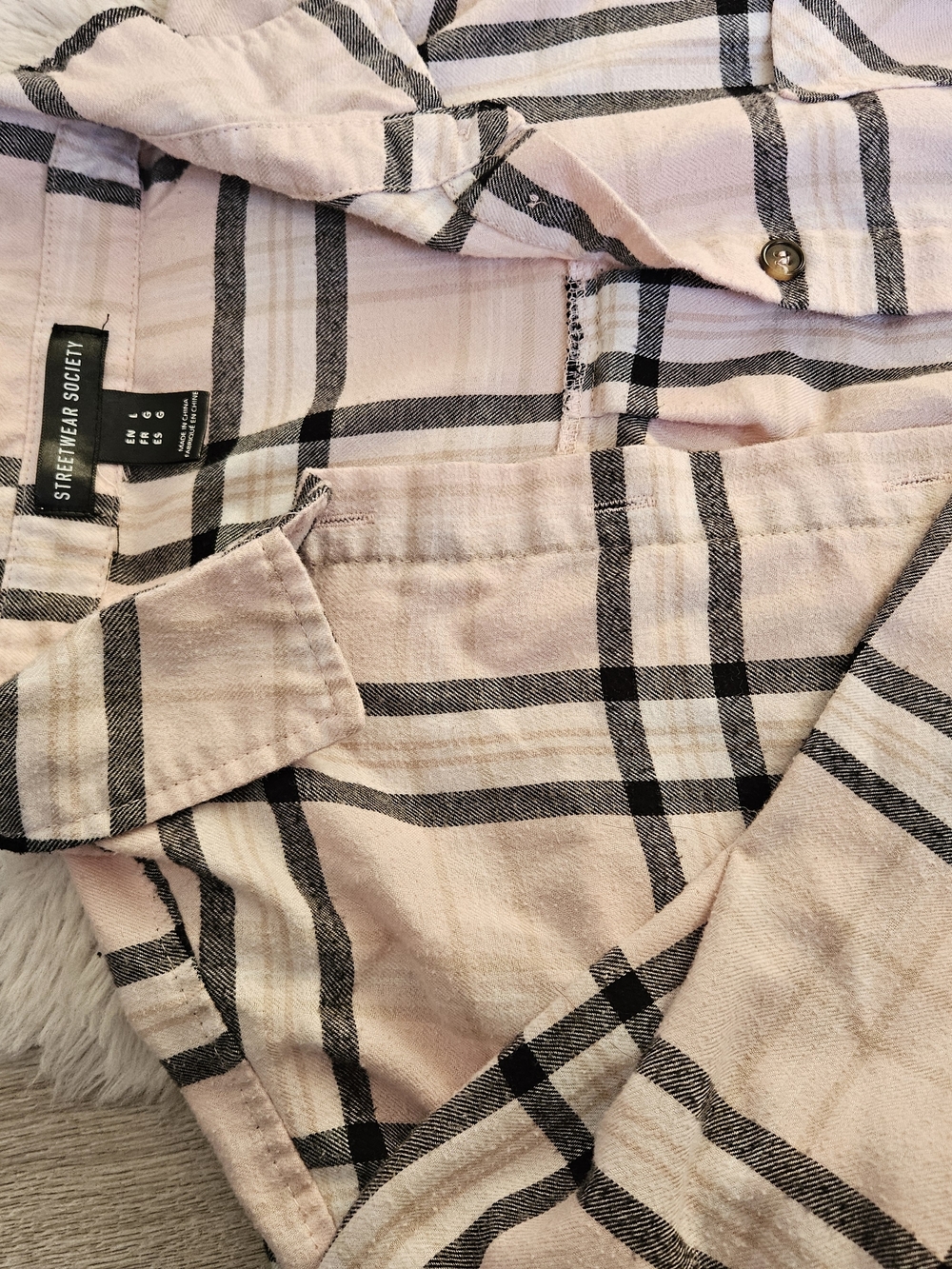 5/35🔥 Streetwear Society Pink Plaid Flannel Shirt Oversized Grunge Button Down
